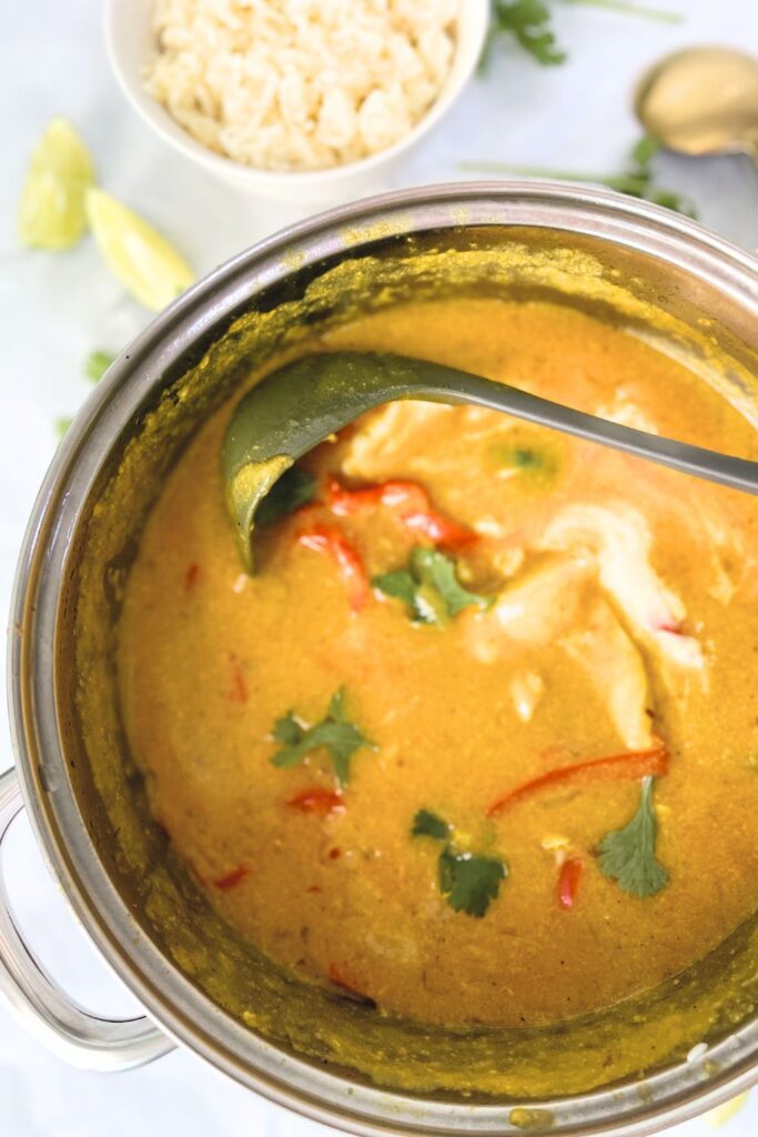 red curry chicken in a pot